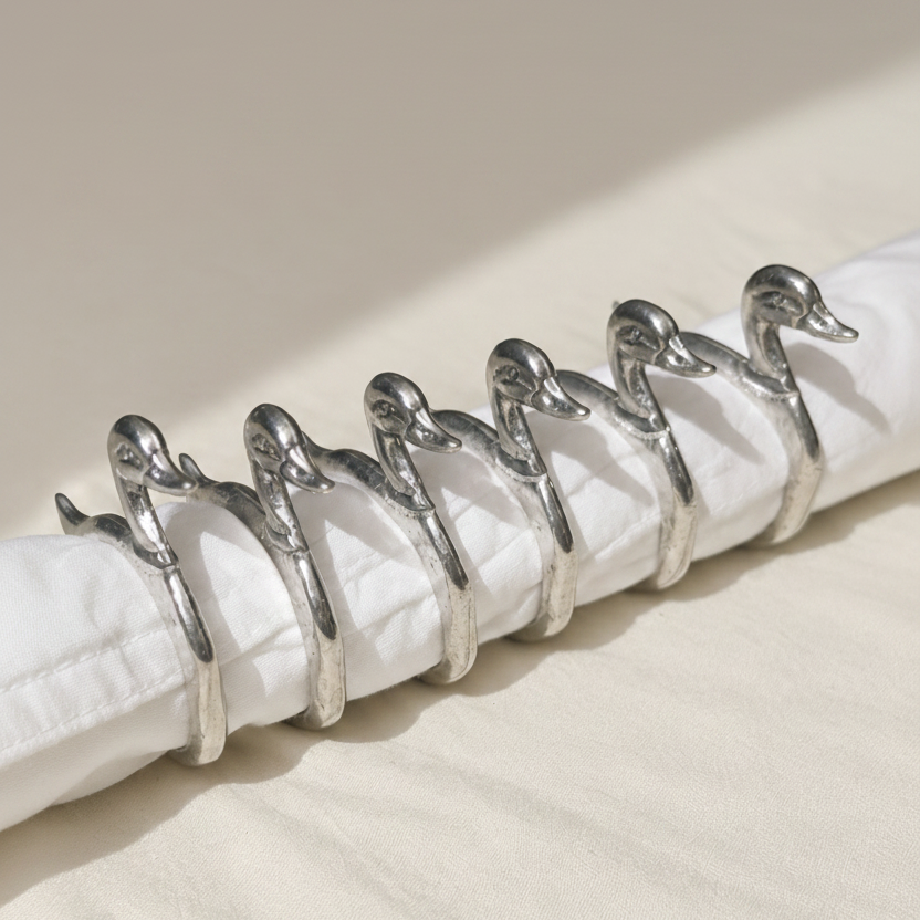 Set de 6 ronds de serviette de table canard