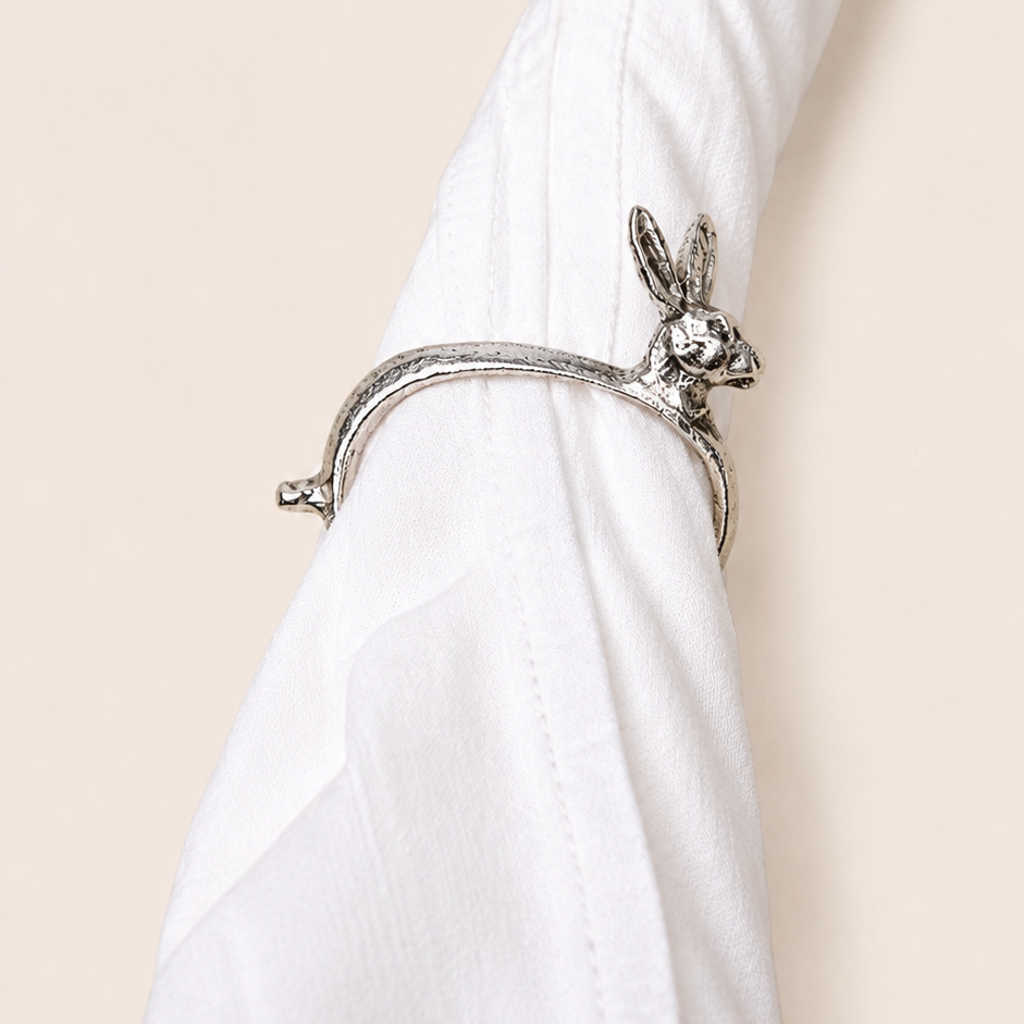Rond de serviette de table animal lievre pour chasseur
